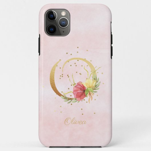 Name des Floral-Monogramms für Wasserfarben Anfang Case-Mate iPhone Hülle (Rückseite)