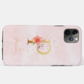 Name des floralen Monogramms für Wasserfarben, Anf Case-Mate iPhone Hülle (Rückseite (Horizontal))