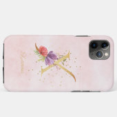 Name des floralen Monogramms für Wasserfarben, Anf Case-Mate iPhone Hülle (Rückseite (Horizontal))