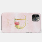 Name des floralen Monogramms für Wasserfarben Anfa Case-Mate iPhone Hülle (Rückseite (Horizontal))