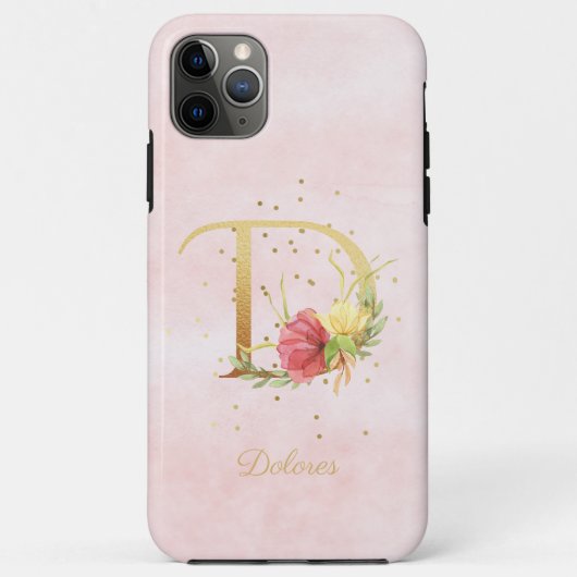 Name des floralen Monogramms für Wasserfarben Anfa Case-Mate iPhone Hülle (Rückseite)