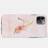 Name des floralen Monogramms für Wasserfarben Init Case-Mate iPhone Hülle (Rückseite (Horizontal))