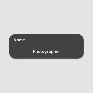 Name des Fotografen auf Pinback Namensschild