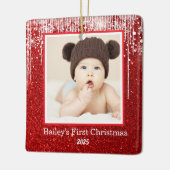 Name des Fotos "Baby First Christmas" Keramikornament (Links)
