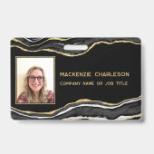 Name des Fotos: Black Marble Agate Geode QR Code Ausweis (Vorderseite)