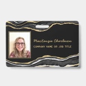 Name des Fotos: Black Marble Agate Geode QR Code Ausweis (Vorderseite)