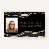 Name des Fotos: Black Marble Agate Geode QR Code Ausweis (Vorderseite)