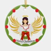 Name des Fotos der Weihnachtsangel Roter Kreide Keramik Ornament (Vorne)