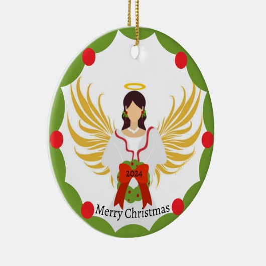 Name des Fotos der Weihnachtsangel Roter Kreide Keramik Ornament (Rechts)