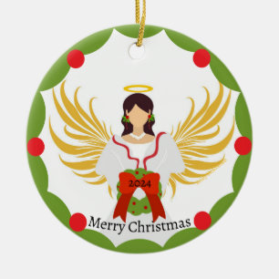 Name des Fotos der Weihnachtsangel Roter Kreide Keramik Ornament