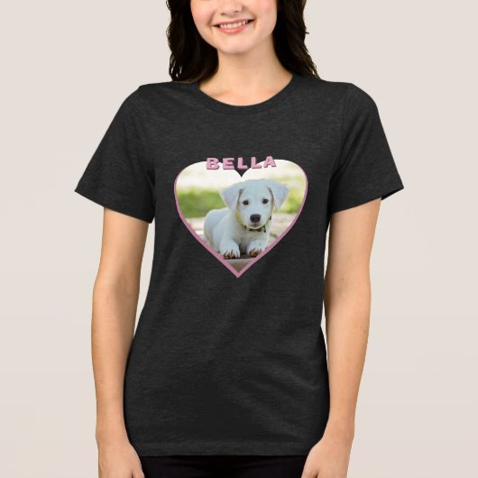 Name des Fotos des Hundes Rosa Herz Tri-Blend Shirt (Vorderseite)