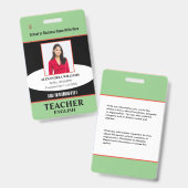 Name des Fotos des Lehrers Ausweis (Vorder- & Rückseite)