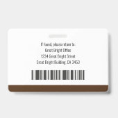 Name des Fotos des Mitarbeiters Logo Bar-Code brau Ausweis (Rückseite)