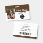 Name des Fotos des Mitarbeiters Logo Bar-Code brau Ausweis (Vorder- & Rückseite)
