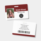 Name des Fotos des Mitarbeiters Logo Bar Rot und W Ausweis (Vorder- & Rückseite)