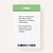 Name des Fotos des Mitarbeiters Logo-ID-Karte Bar  Ausweis (Rückseite)