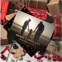 Name des Fotos Elegante Rose Gold Custom Folien Feiertagskarte