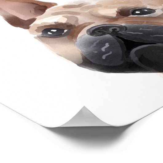 Name des französischen Bulldog-Aquarellhundes Poster (Ecke)