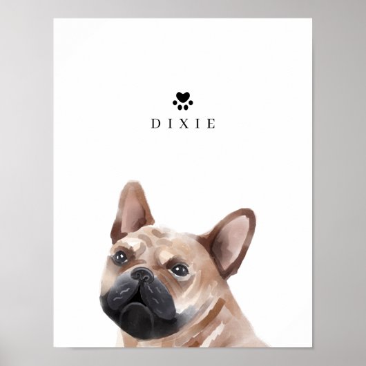 Name des französischen Bulldog-Aquarellhundes Poster (Vorne)