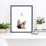 Name des französischen Bulldog-Aquarellhundes Poster<br><div class="desc">Zeigen Sie Ihren Furry-Freund in Ihrer Zuhause mit diesem personalisierten Bulldoggen-Aquarell und dem personalisierten Namenswandkunstdruck. Der Druck zeigt unsere handbemalte Aquarellbilder in schwarz-weiß-französischer Bulldogie. Mit dem Namen Ihres Hundes können Sie einen einfachen, herzförmigen Pfotenprint über dem Hundenamen auswählen. Dieser personalisierte Hundekunstdruck ist ein einzigartiges Geschenk für Hundefreunde in Ihrem Leben....</div>