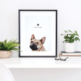 Name des französischen Bulldog-Aquarellhundes Poster