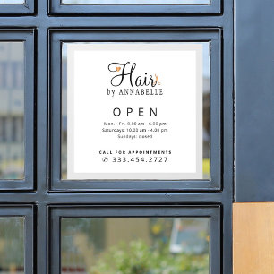 Name des Friseursalons Öffnungszeiten Dekal Fensteraufkleber