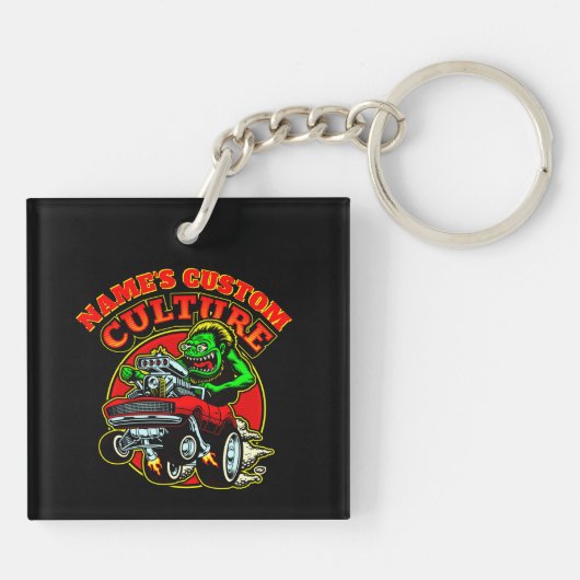 Name des Frisierten Autos Eigene Kultur Klassische Schlüsselanhänger (Rückseite)