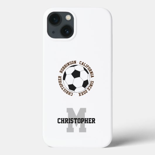 Name des Fußballs personalisierter Anfangstext Case-Mate iPhone Hülle (Rückseite)