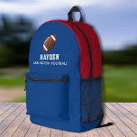 Name des Fußballspielers Personalisiert Team Color Bedruckter Rucksack<br><div class="desc">Super lustiger,  sportlicher Rucksack mit Fußball und zwei Zeilen Text nach Maß. Ändern Sie die Farben einfach,  um sie Ihren Teamfarben anzupassen. Die Zimmer sind groß genug für Bücher,  Computer,  Sportgeräte und vieles mehr - oder auch als Reise- oder Schlittenbeutel. Ihr Fußballfan/Spieler/Team wird diesen individuellen Rucksack wirklich Liebe geben.</div>