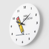 Name des Gelben Bleistift-Lehrers Große Wanduhr (Winkel)
