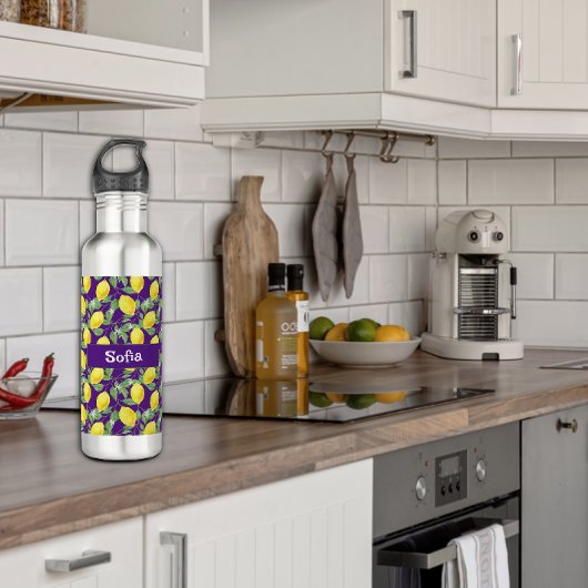 Name des gelben Zitronenmusters in Aquarellfarbe l Edelstahlflasche