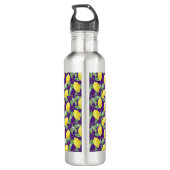 Name des gelben Zitronenmusters in Aquarellfarbe l Edelstahlflasche (Rückseite)