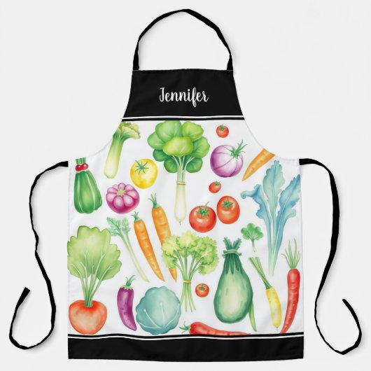 Name des Gemüsemodells in Aquarellfarben Schürze (Vorderseite)