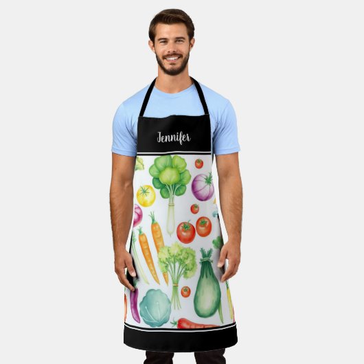 Name des Gemüsemodells in Aquarellfarben Schürze (Getragen)