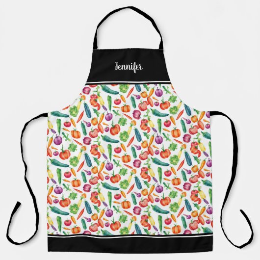 Name des Gemüsemodells in Aquarellfarben Schürze (Vorderseite)