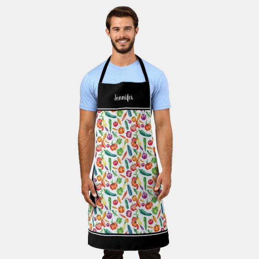 Name des Gemüsemodells in Aquarellfarben Schürze (Getragen)