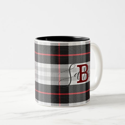 Name des geprüften Monogramms für schwarzen und we Zweifarbige Tasse (VorderseiteRechts)