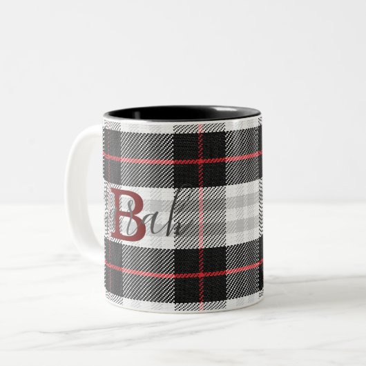 Name des geprüften Monogramms für schwarzen und we Zweifarbige Tasse (Vorderseite Links)