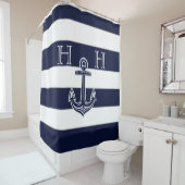 Name des gestrichenen Monogramms für die blaue Nav Duschvorhang (Beispiel)