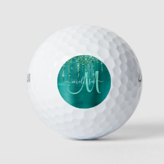 Name des Girl Aquamarin Brushed Metal Dripping Gli Golfball