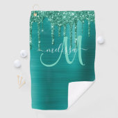 Name des Girl Aquamarin Brushed Metal Dripping Gli Golfhandtuch (Insitu)