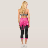 Name des Girl Black Hot Pink-Glitzer-Tropfens Mono Capri Leggings (Rückseite)