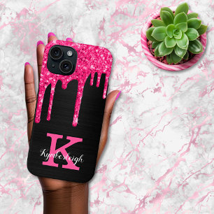 Name des Girl Black Hot Pink-Glitzer-Tropfens Mono Case-Mate iPhone Hülle