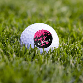 Name des Girl Black Hot Pink-Glitzer-Tropfens Mono Golfball