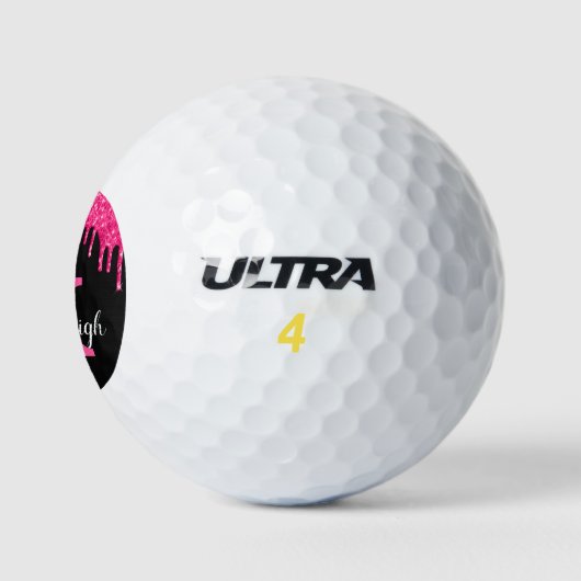 Name des Girl Black Hot Pink-Glitzer-Tropfens Mono Golfball (Logo)