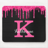 Name des Girl Black Hot Pink-Glitzer-Tropfens Mono Mousepad (Vorne)