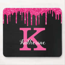 Name des Girl Black Hot Pink-Glitzer-Tropfens Mono