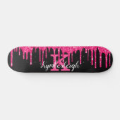Name des Girl Black Hot Pink-Glitzer-Tropfens Mono Skateboard (Horizontal)