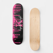 Name des Girl Black Hot Pink-Glitzer-Tropfens Mono Skateboard (Vorderseite)