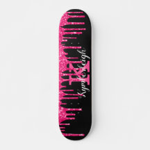 Name des Girl Black Hot Pink-Glitzer-Tropfens Mono